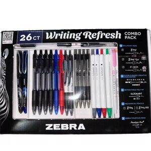 Zebra Pens Combo Pack Writing Refresh 26 Count Z-Grip ClickArt Fountain …